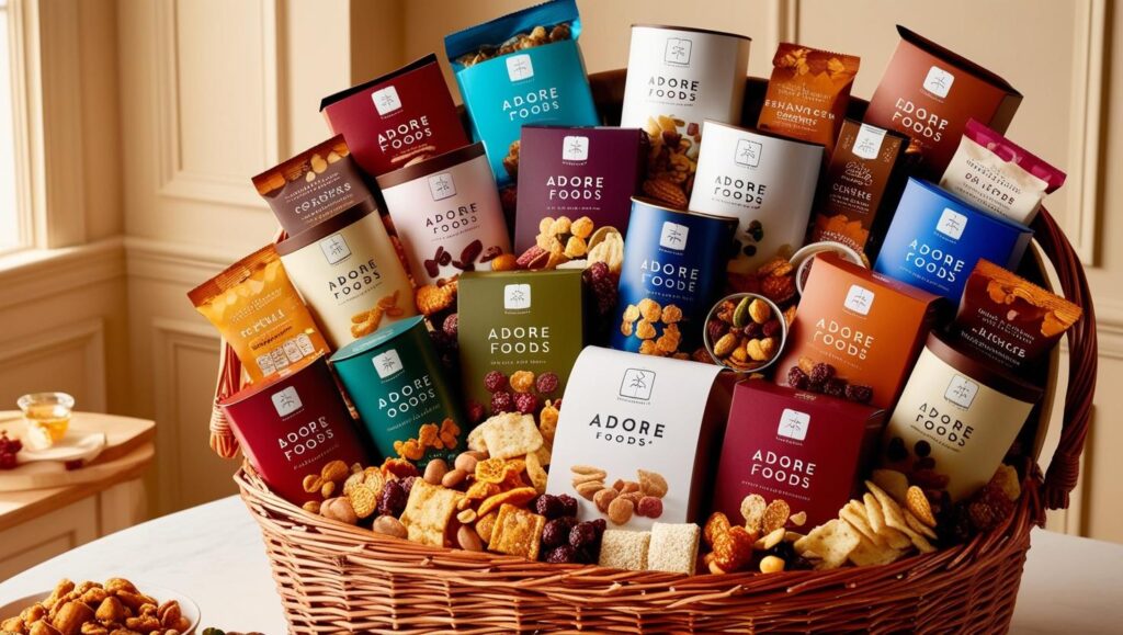 foods hampers with snacks in the name of adore foods